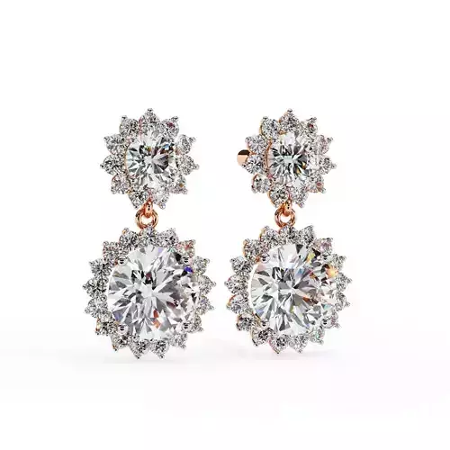 Diamond Hoops Earrings 360 animation renders 3dm stl details 3D print model
