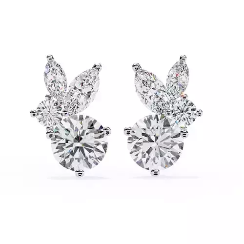 Diamond Studs Earrings 360 animation renders 3dm stl details 3D print model