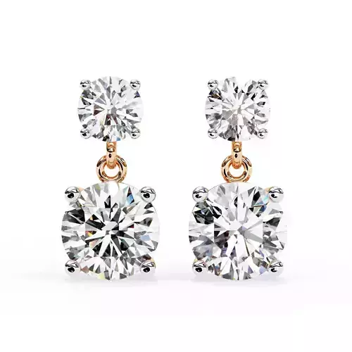 Diamond Studs Earrings 360 animation renders 3dm stl details