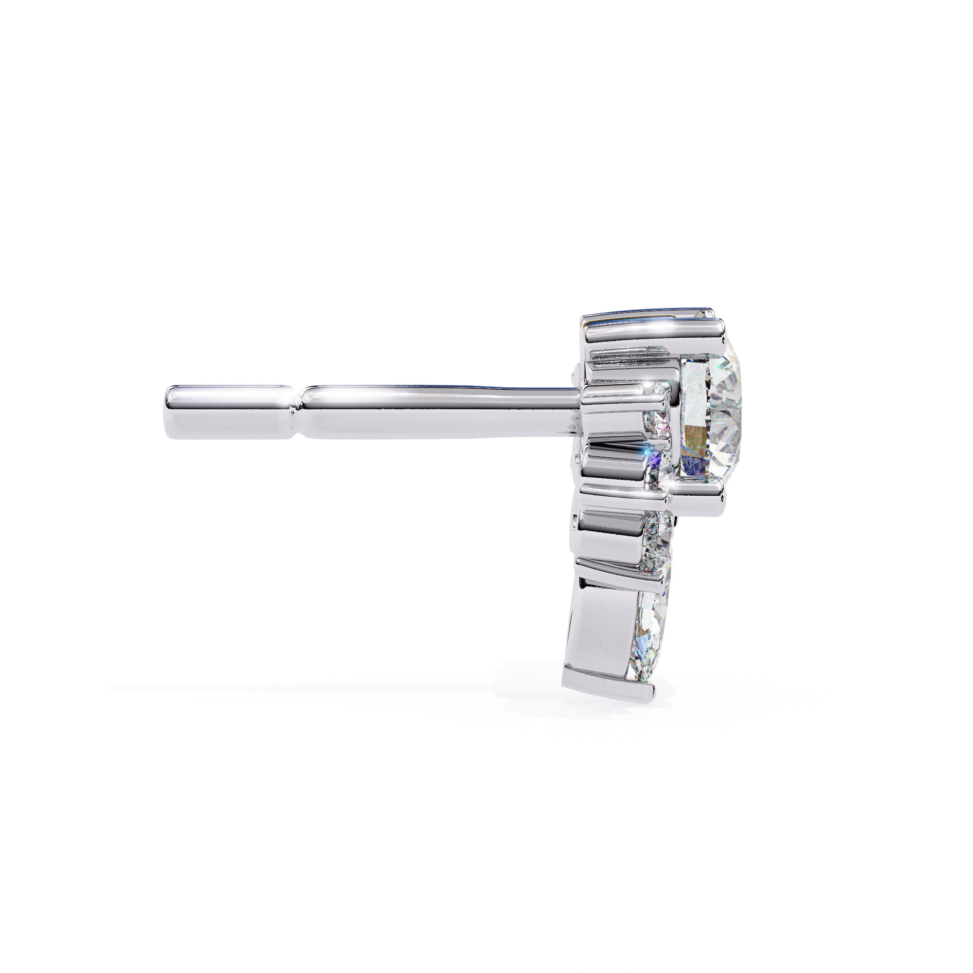 Diamond Studs Earrings 360 animation renders 3dm stl details 3D print model_9