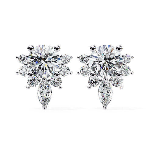 Diamond Studs Earrings 360 animation renders 3dm stl details 3D print model
