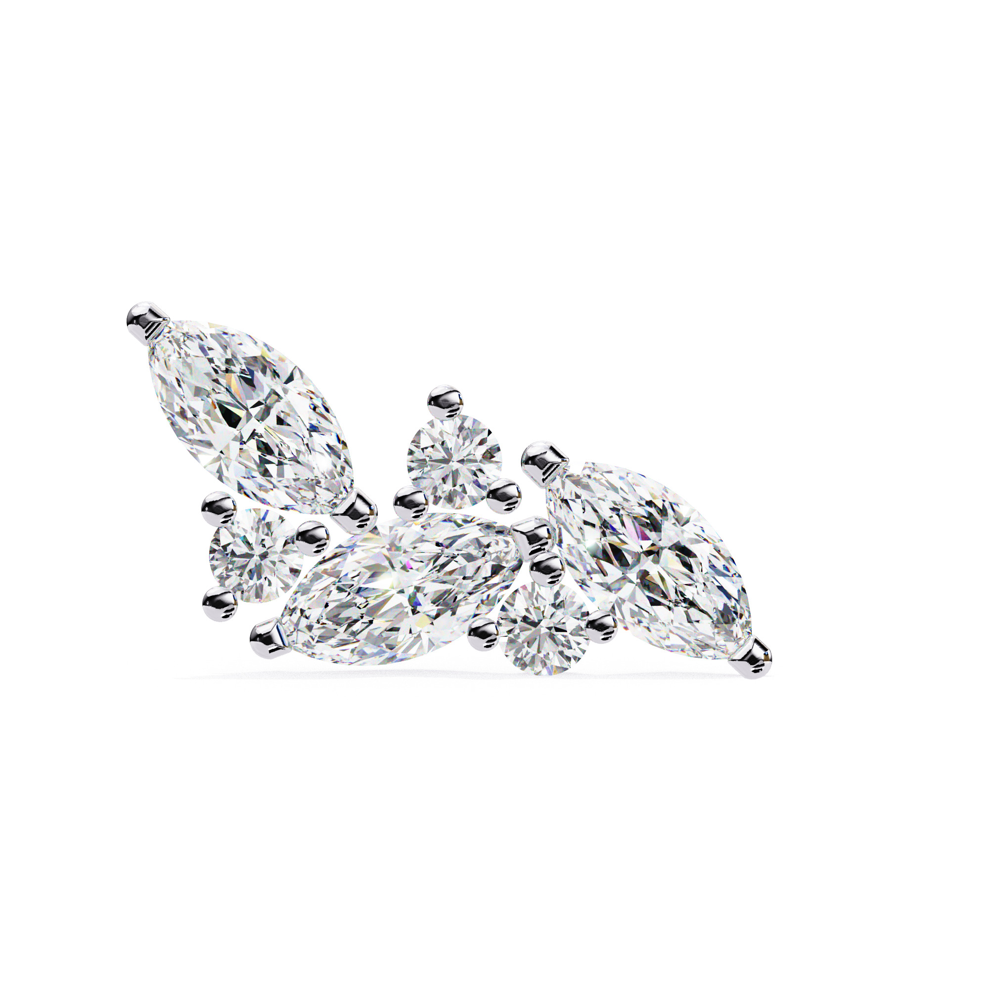 Diamond Studs Earrings 360 animation renders 3dm stl details 3D print model_15