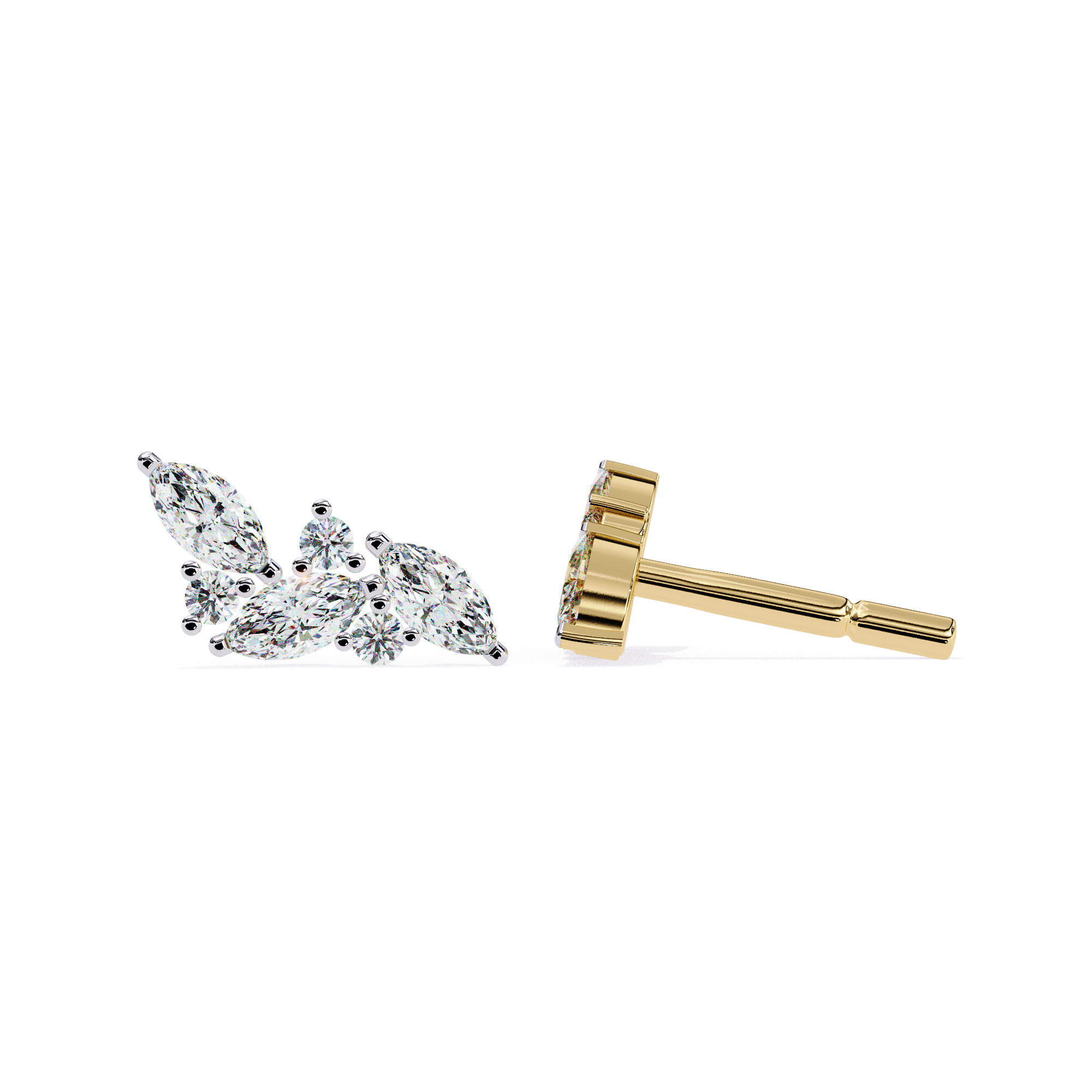 Diamond Studs Earrings 360 animation renders 3dm stl details 3D print model_19