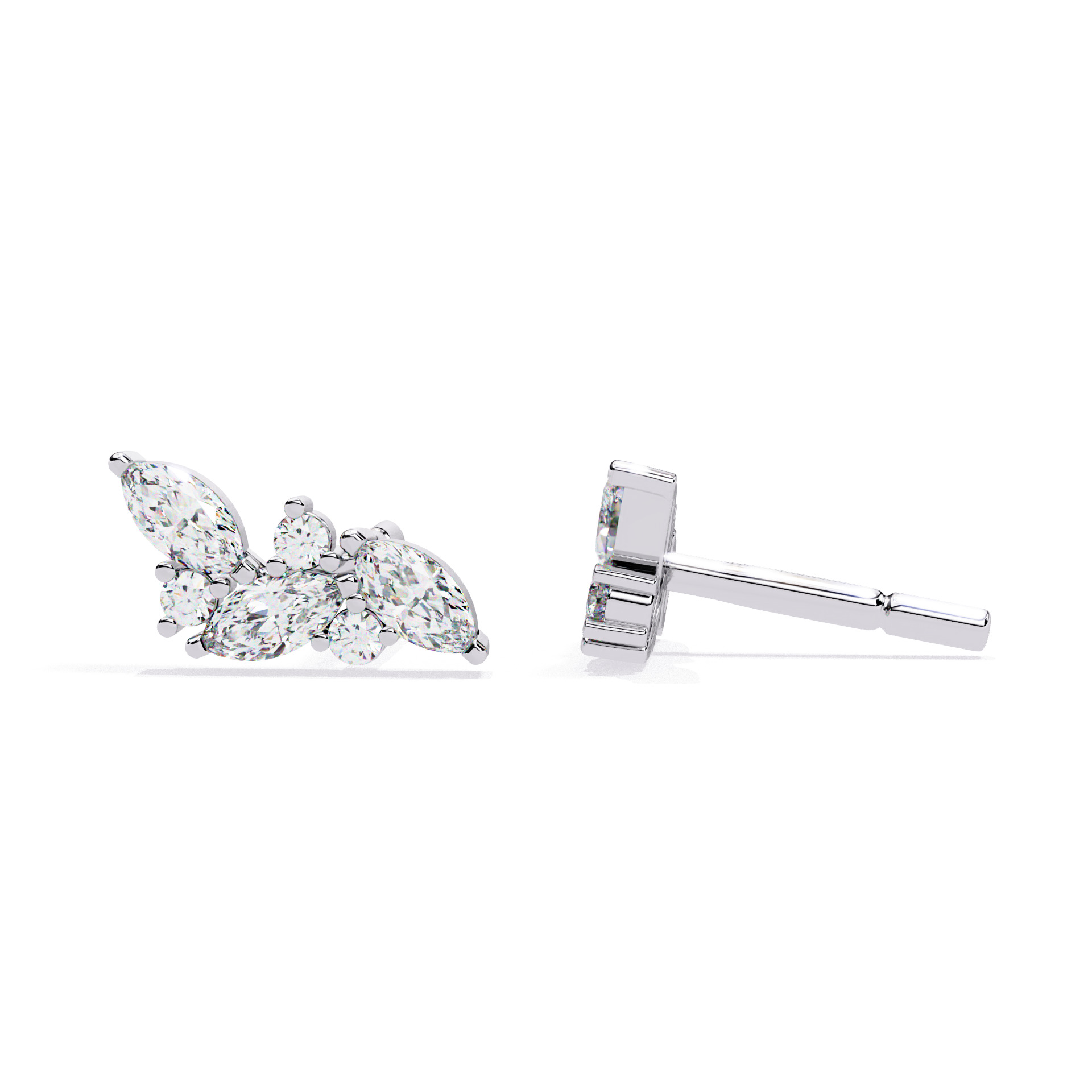Diamond Studs Earrings 360 animation renders 3dm stl details 3D print model_4