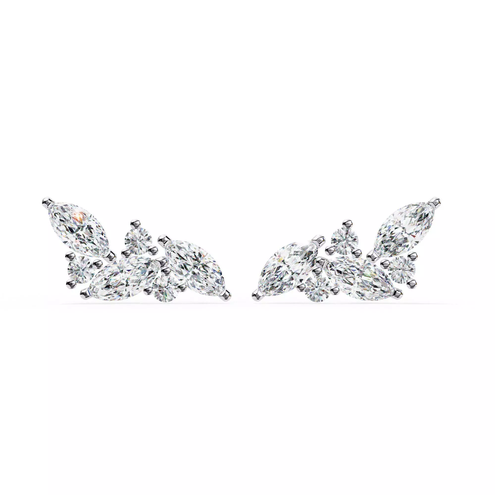 Diamond Studs Earrings 360 animation renders 3dm stl details 3D print model_0
