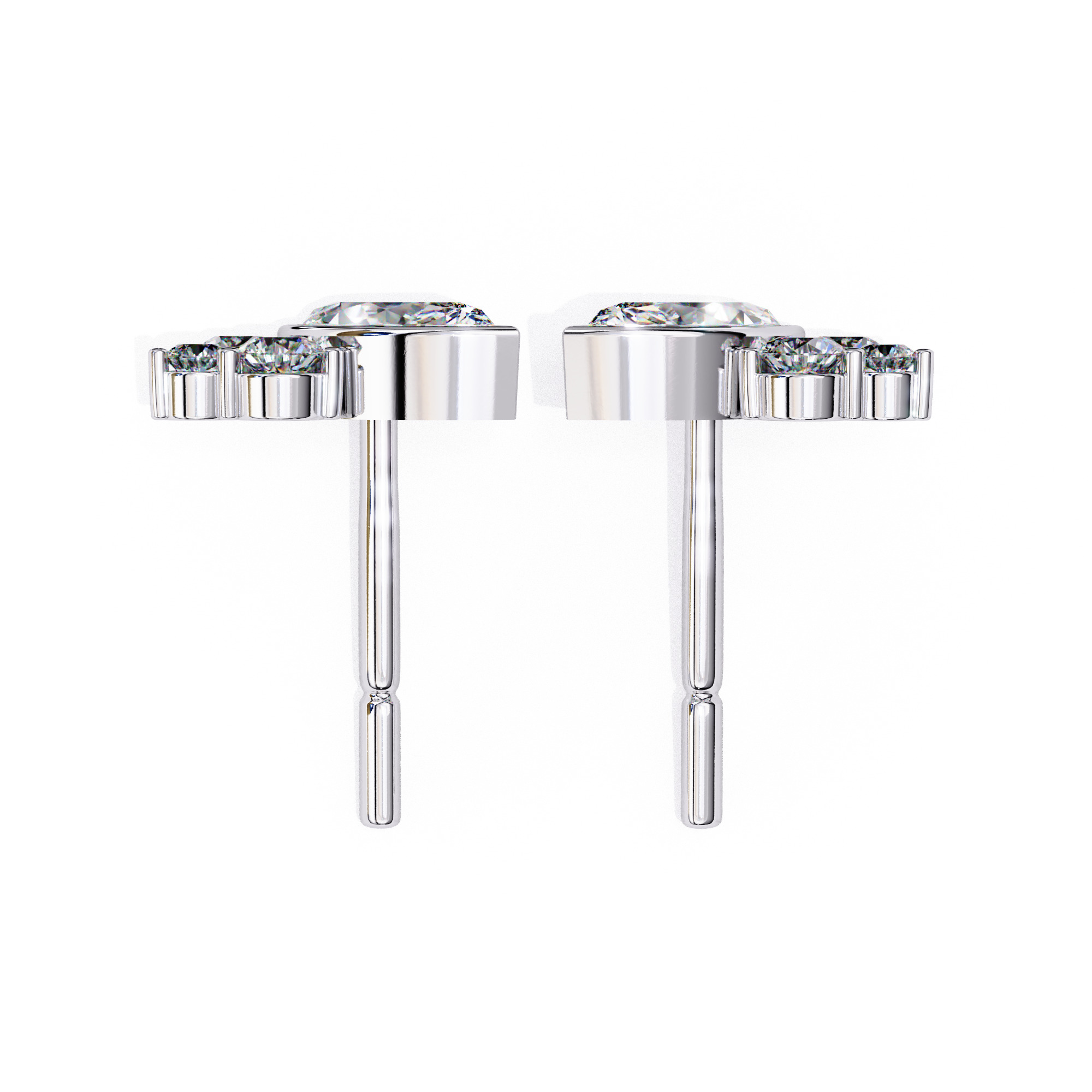 Diamond Studs Earrings 360 animation renders 3dm stl details 3D print model_9