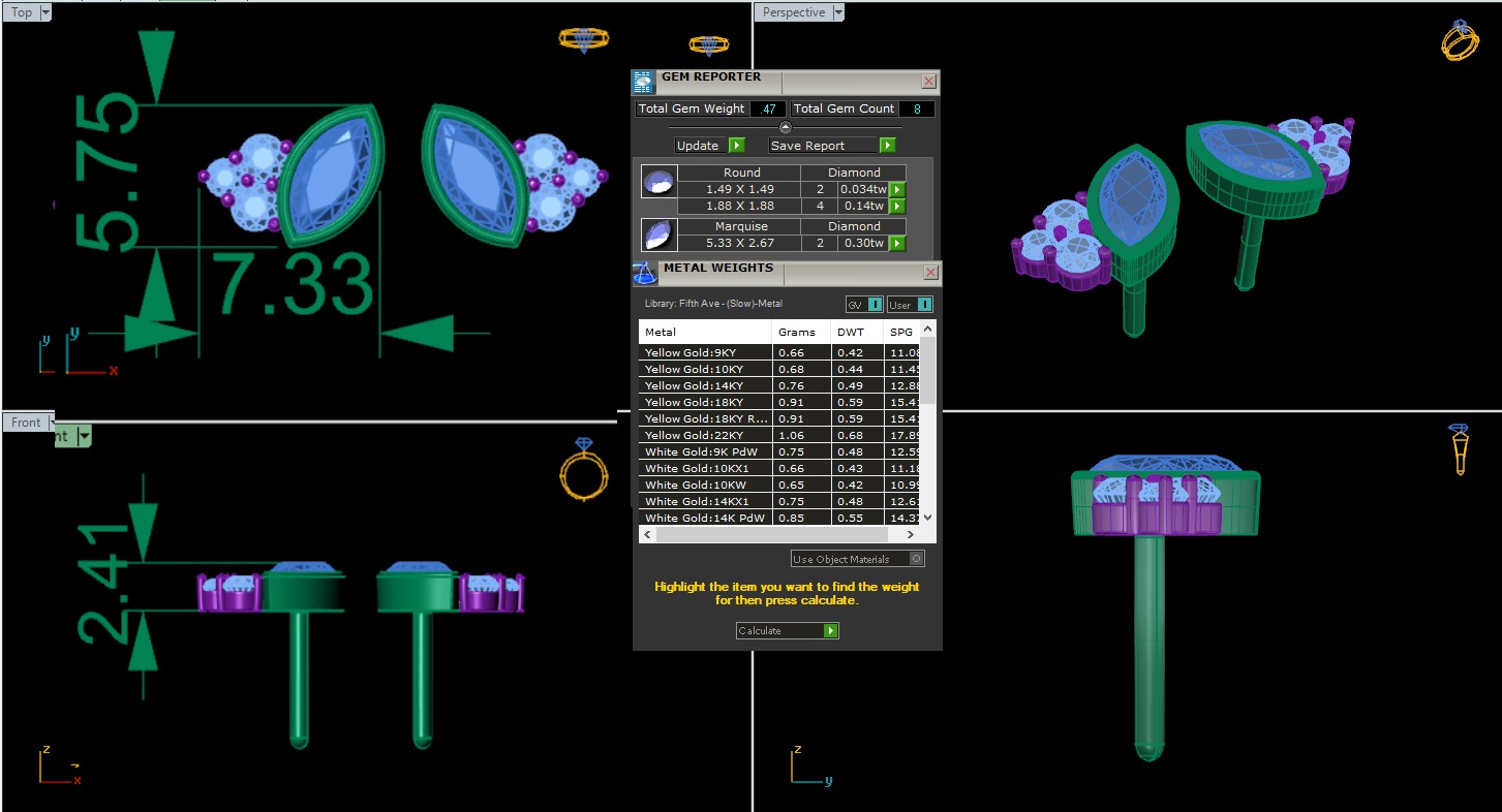 Diamond Studs Earrings 360 animation renders 3dm stl details 3D print model_4