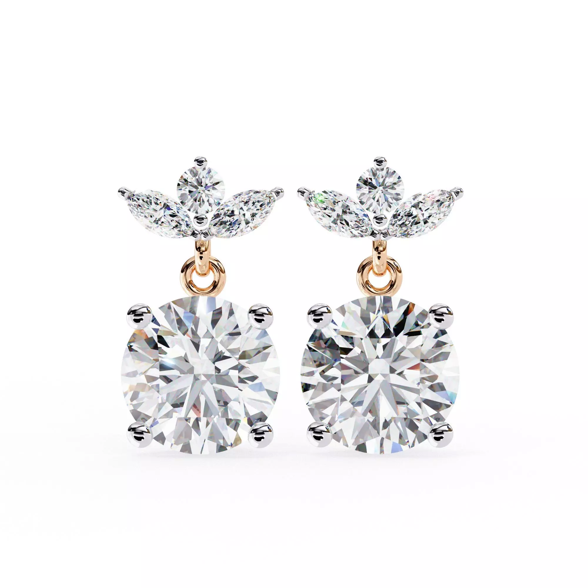 Diamond Studs Earrings 360 animation renders 3dm stl details 3D print model
