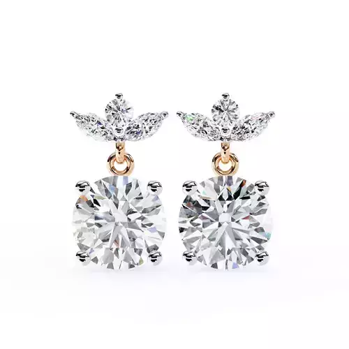 Diamond Studs Earrings 360 animation renders 3dm stl details