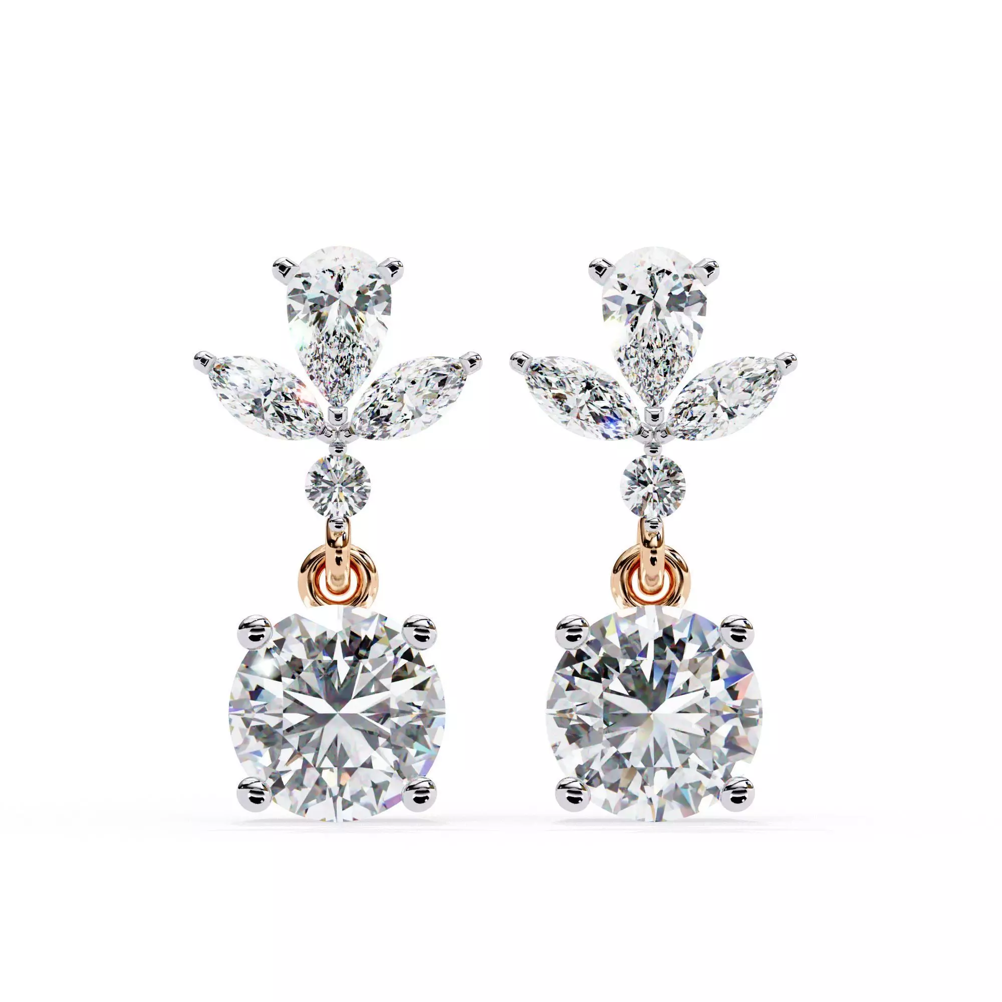 Diamond Hoops Earrings 360 animation renders 3dm stl details 3D print model