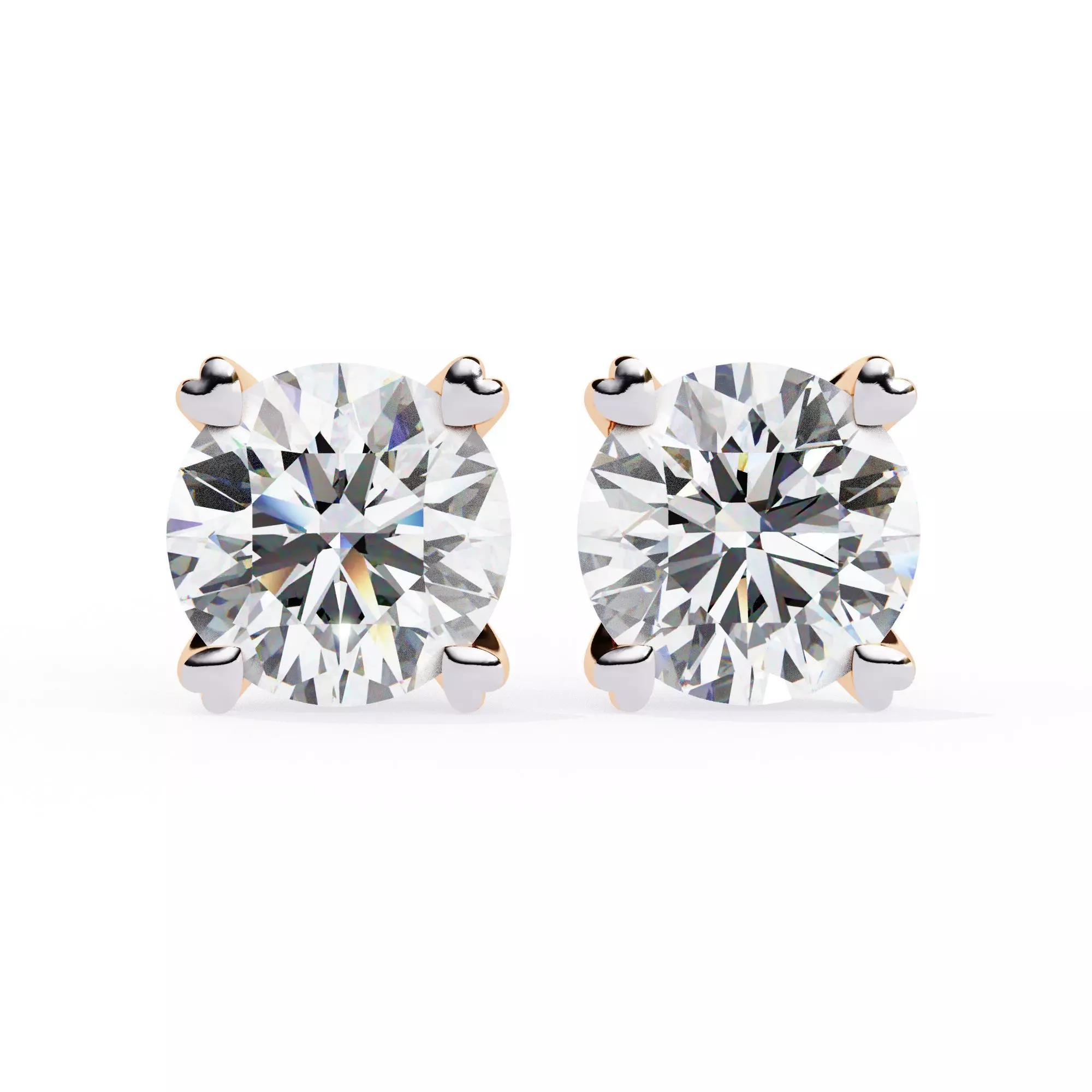 Diamond Studs Earrings 360 animation renders 3dm stl details 3D print model_0