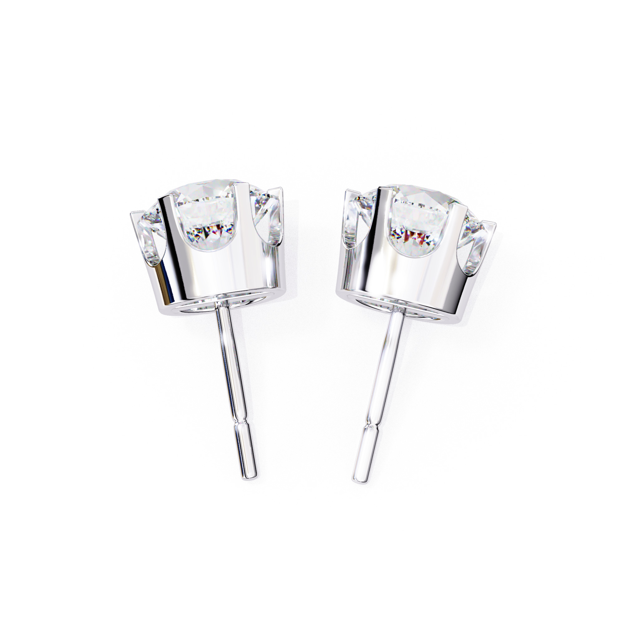 Diamond Studs Earrings 360 animation renders 3dm stl details 3D print model_6