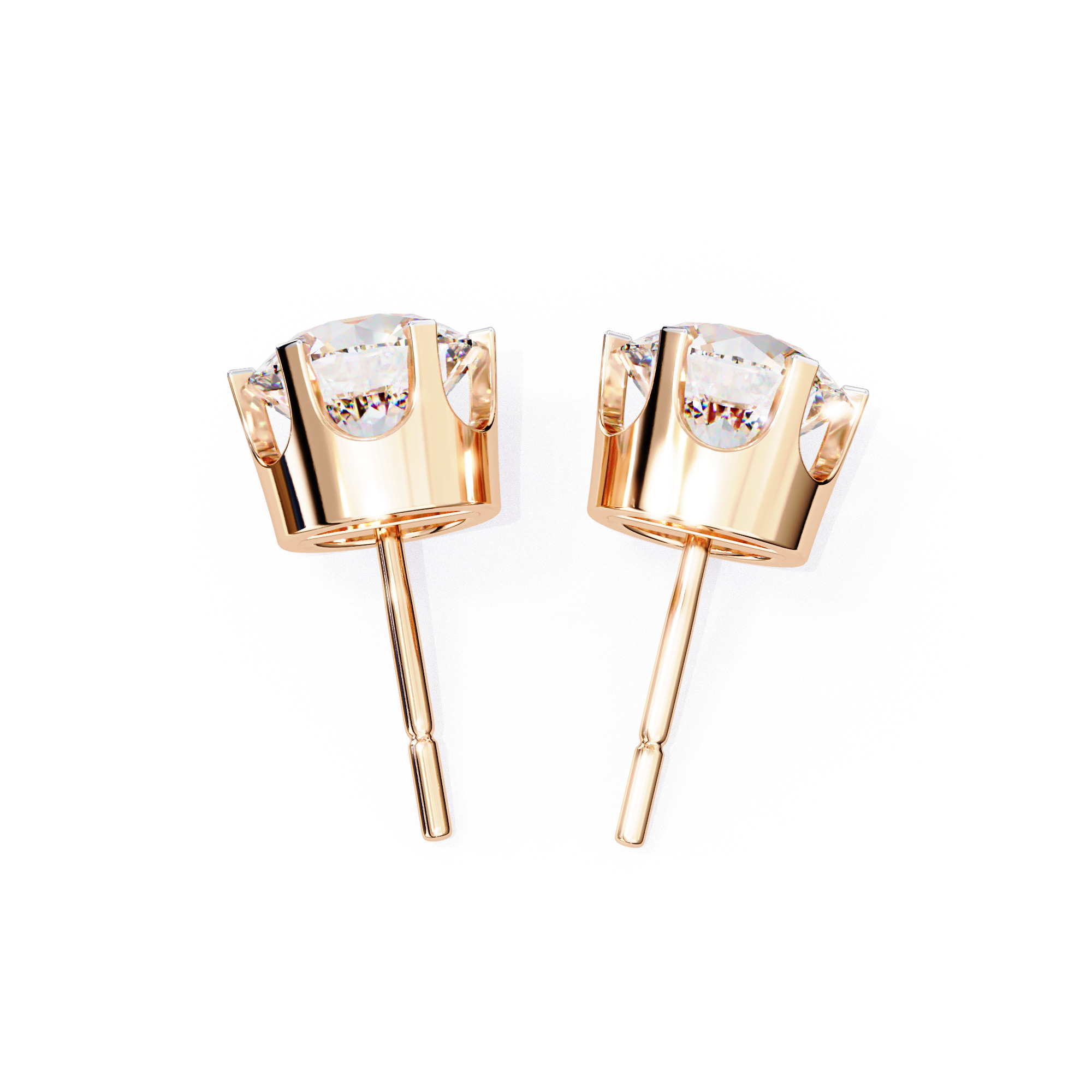 Diamond Studs Earrings 360 animation renders 3dm stl details 3D print model_1