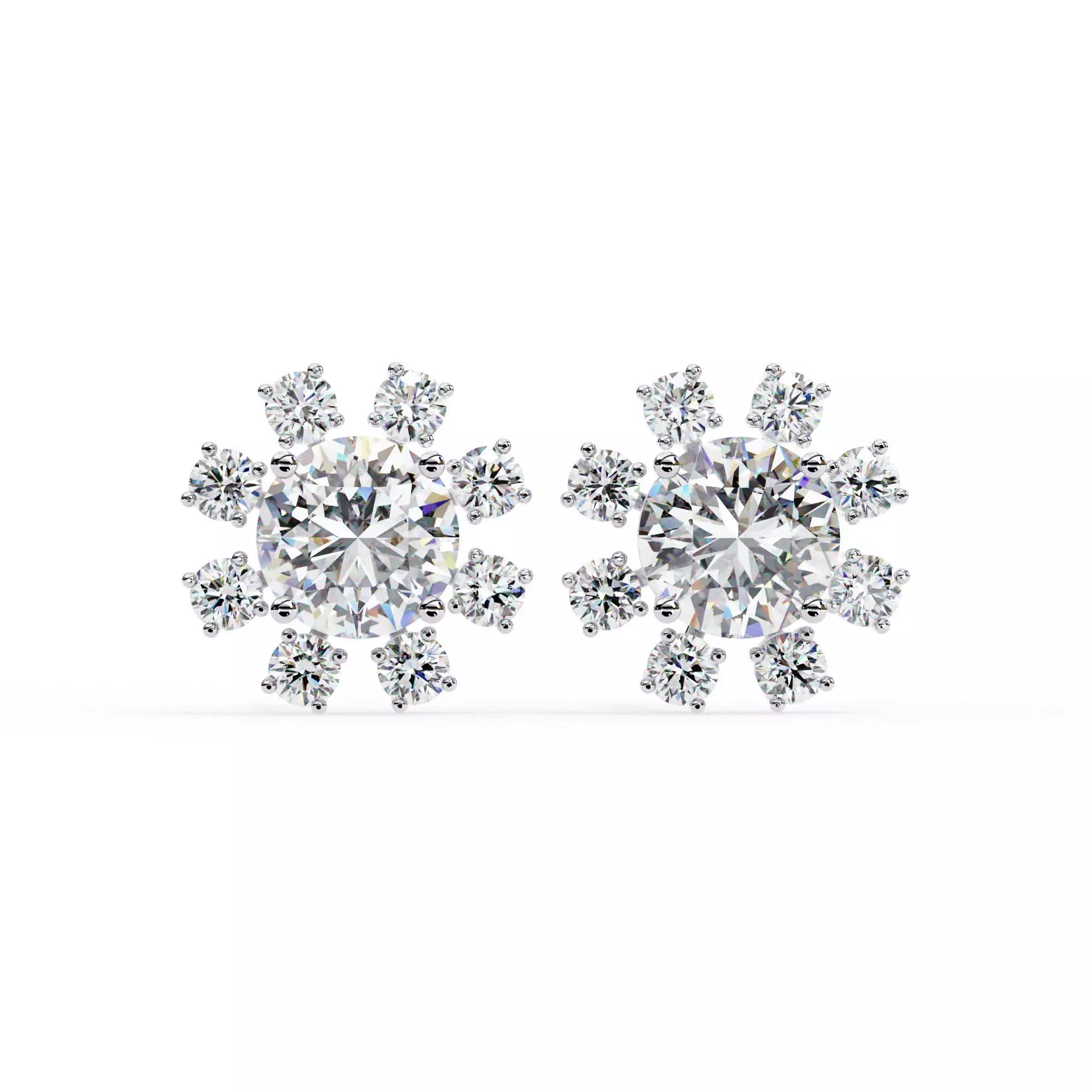 Diamond Studs Earrings 360 animation renders 3dm stl details 3D print model