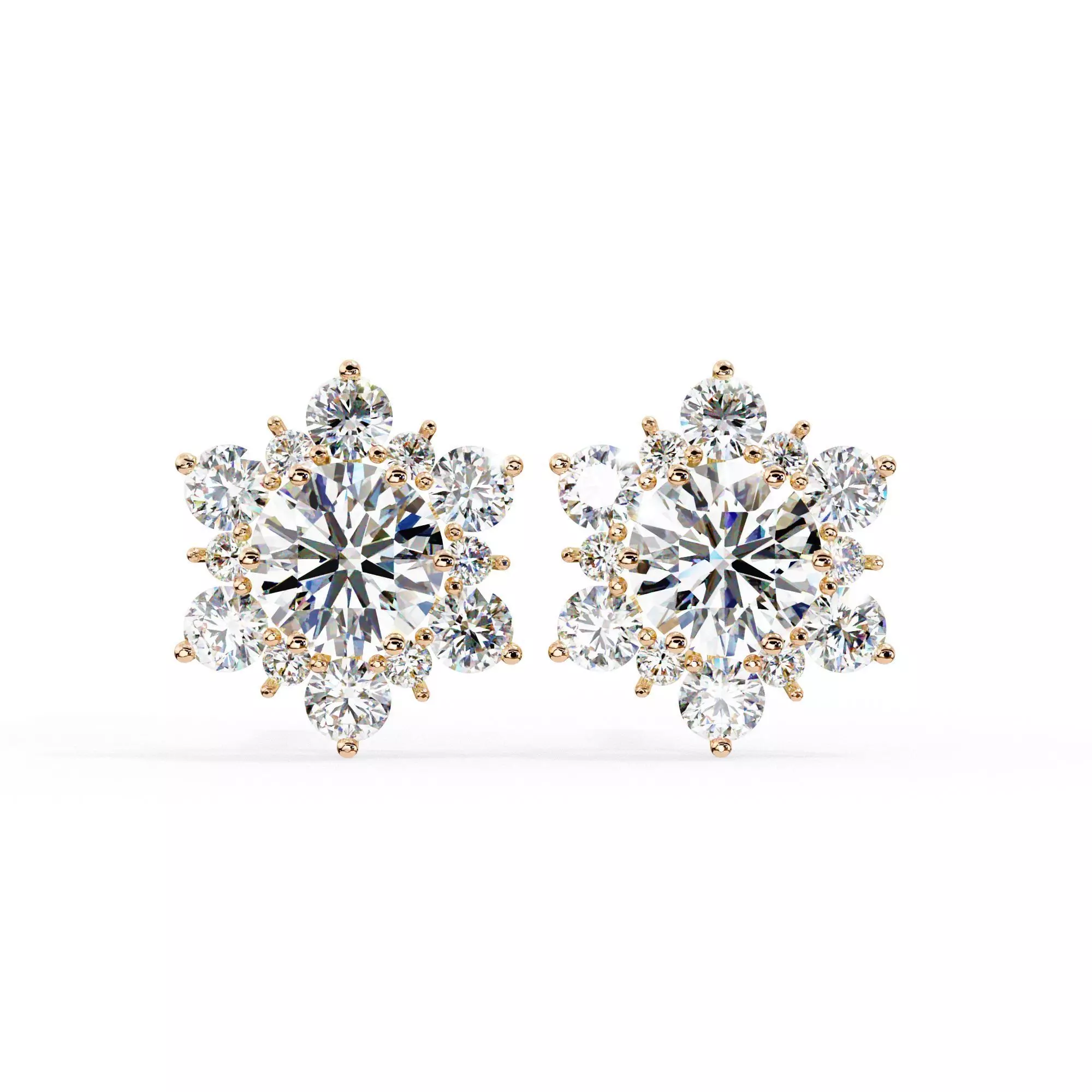 Diamond Studs Earrings 360 animation renders 3dm stl details 3D print model_0