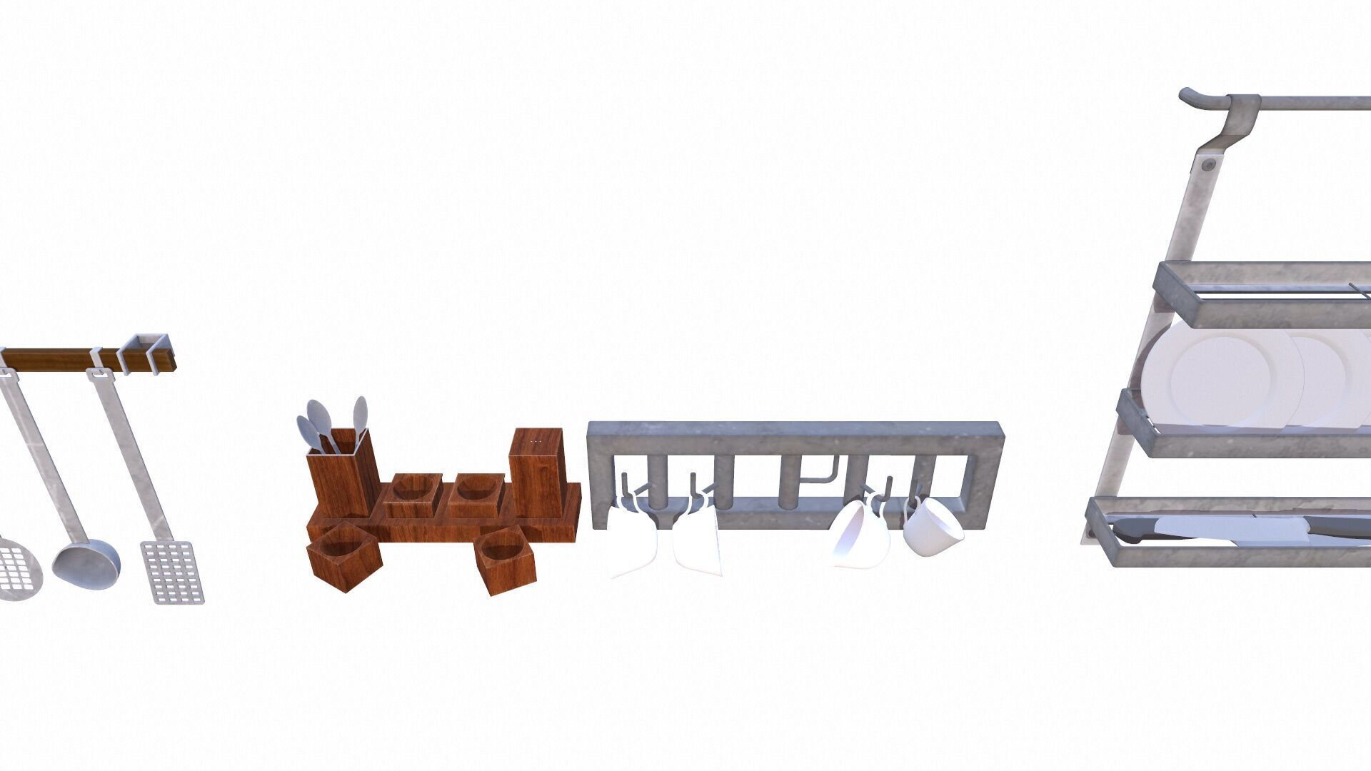 Kitchen Props Low-poly 3D model_6