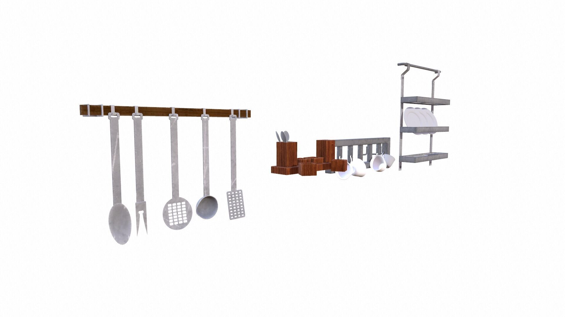 Kitchen Props Low-poly 3D model_2