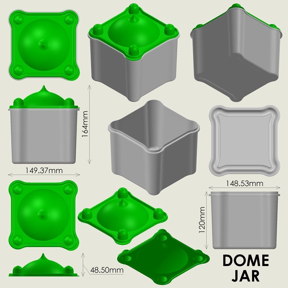 Dome Jar 3D print model_3