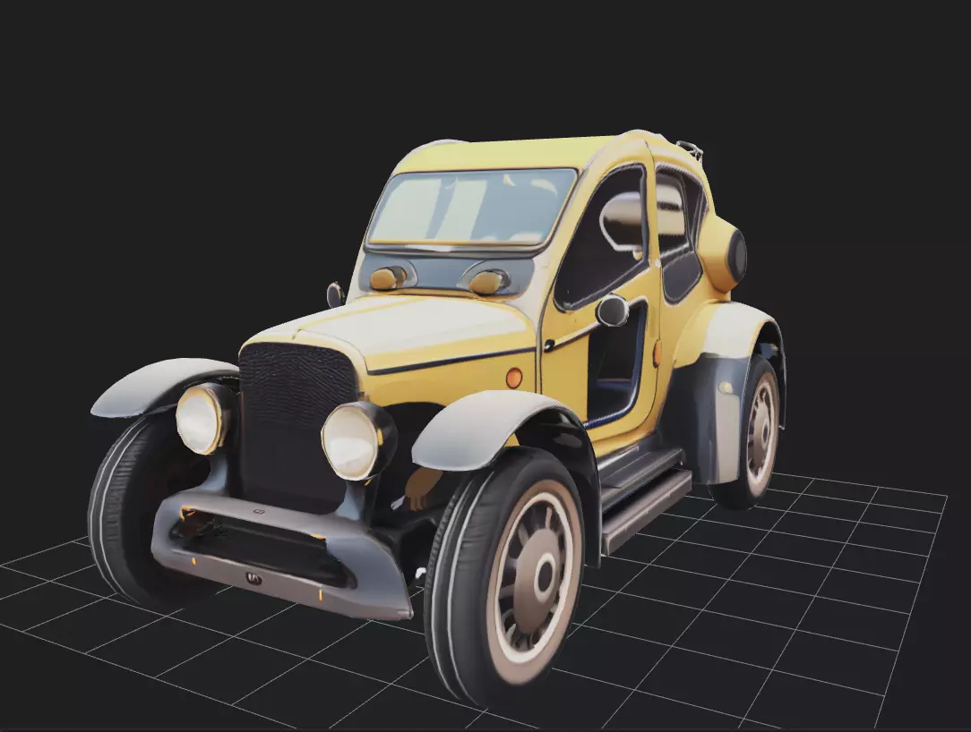 Cool Yellow Car Low-poly 3D model_0