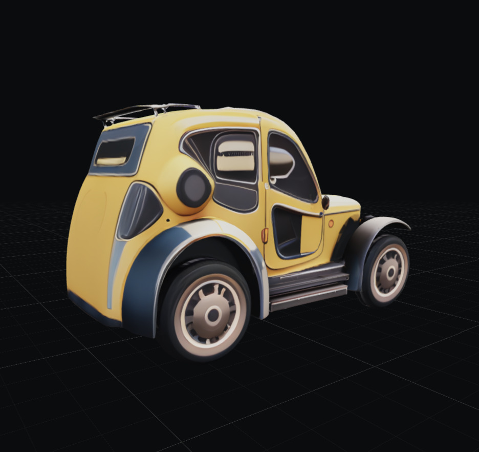 Cool Yellow Car Low-poly 3D model_3