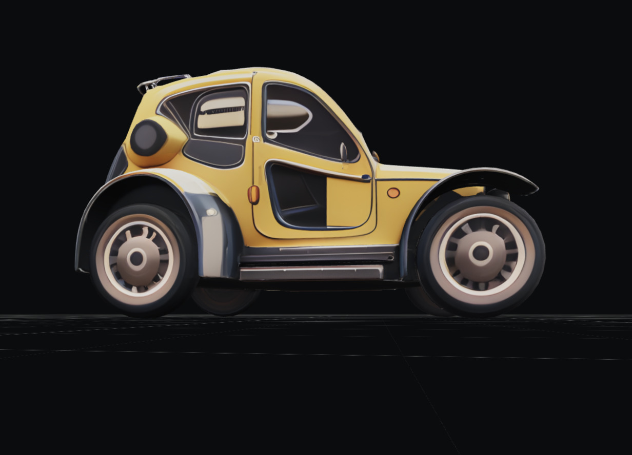 Cool Yellow Car Low-poly 3D model_7