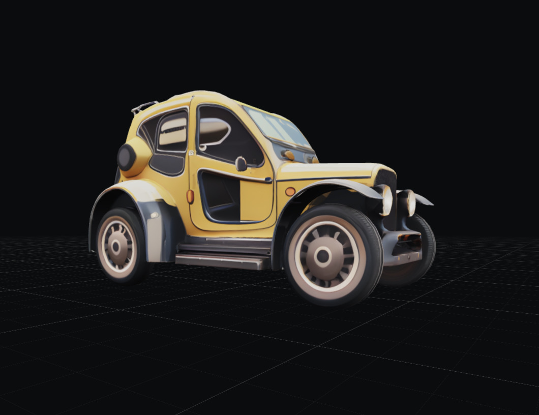 Cool Yellow Car Low-poly 3D model_2