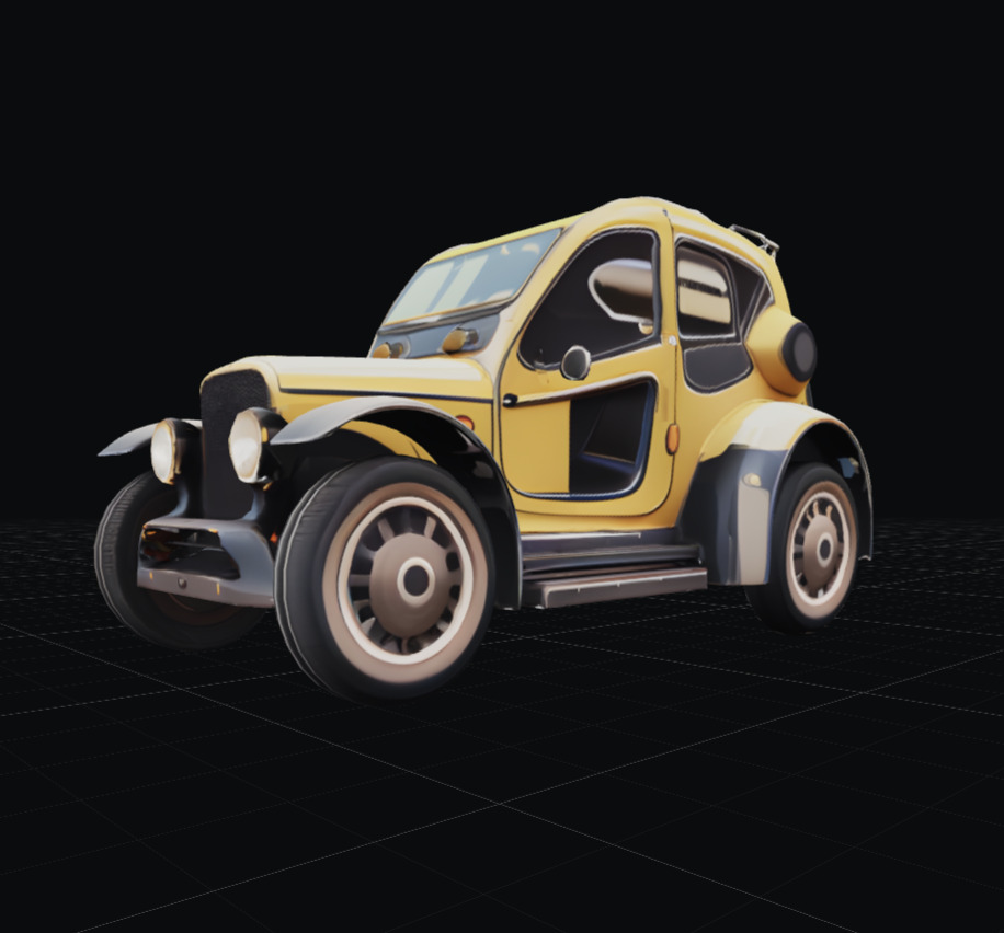 Cool Yellow Car Low-poly 3D model_5