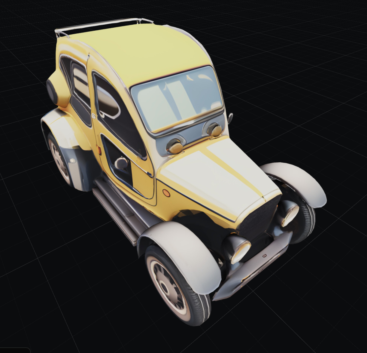 Cool Yellow Car Low-poly 3D model_6