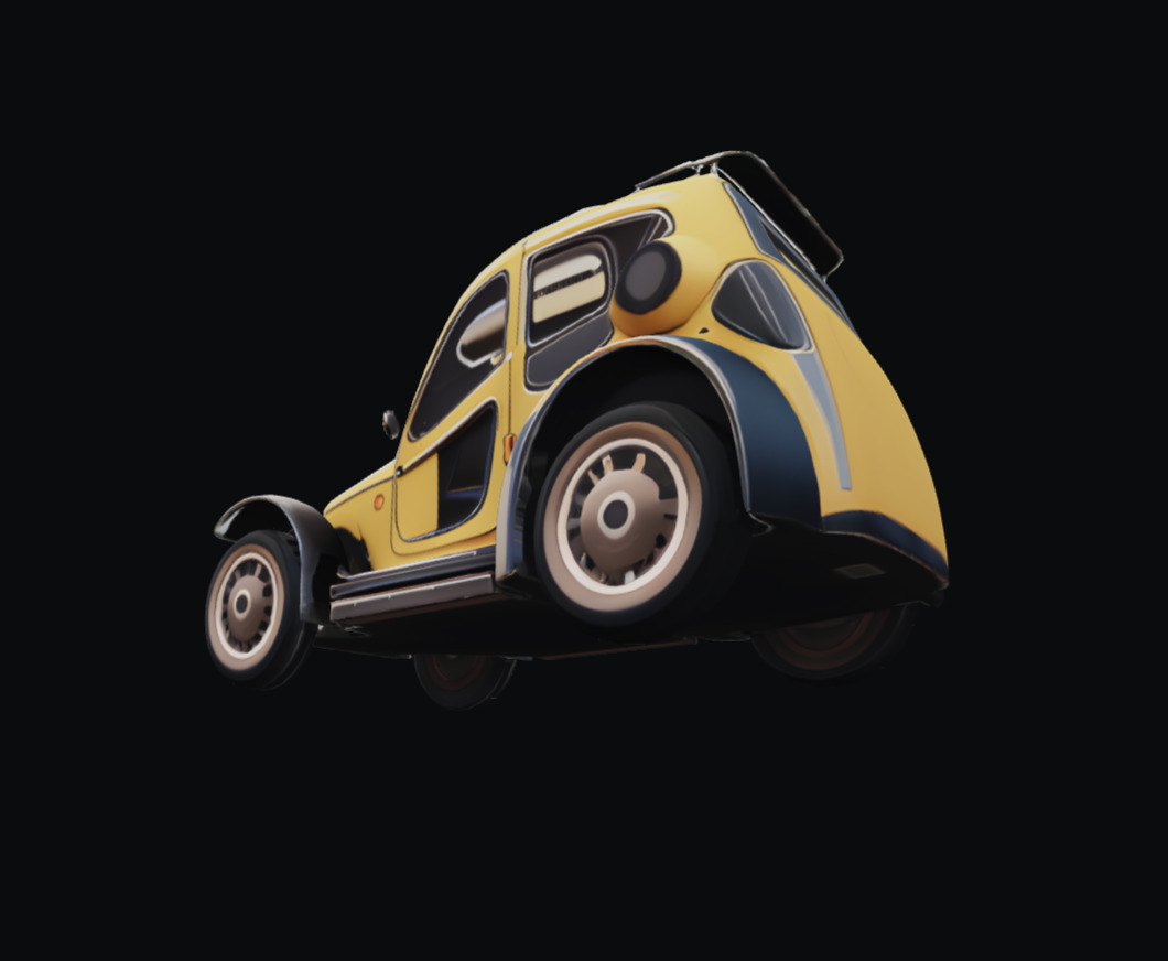 Cool Yellow Car Low-poly 3D model_4