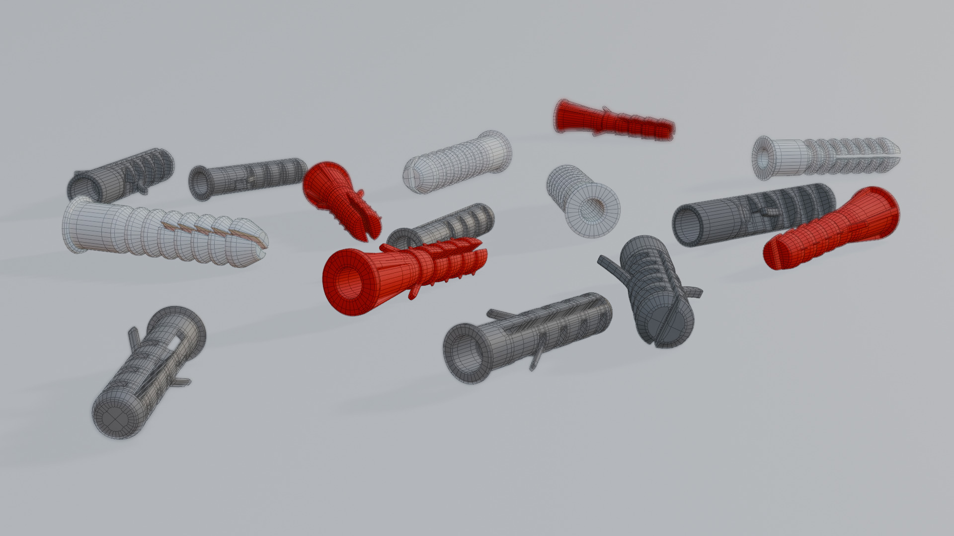 High-Detail Subdividable Wall Plug Set - Dowel 3D model_2