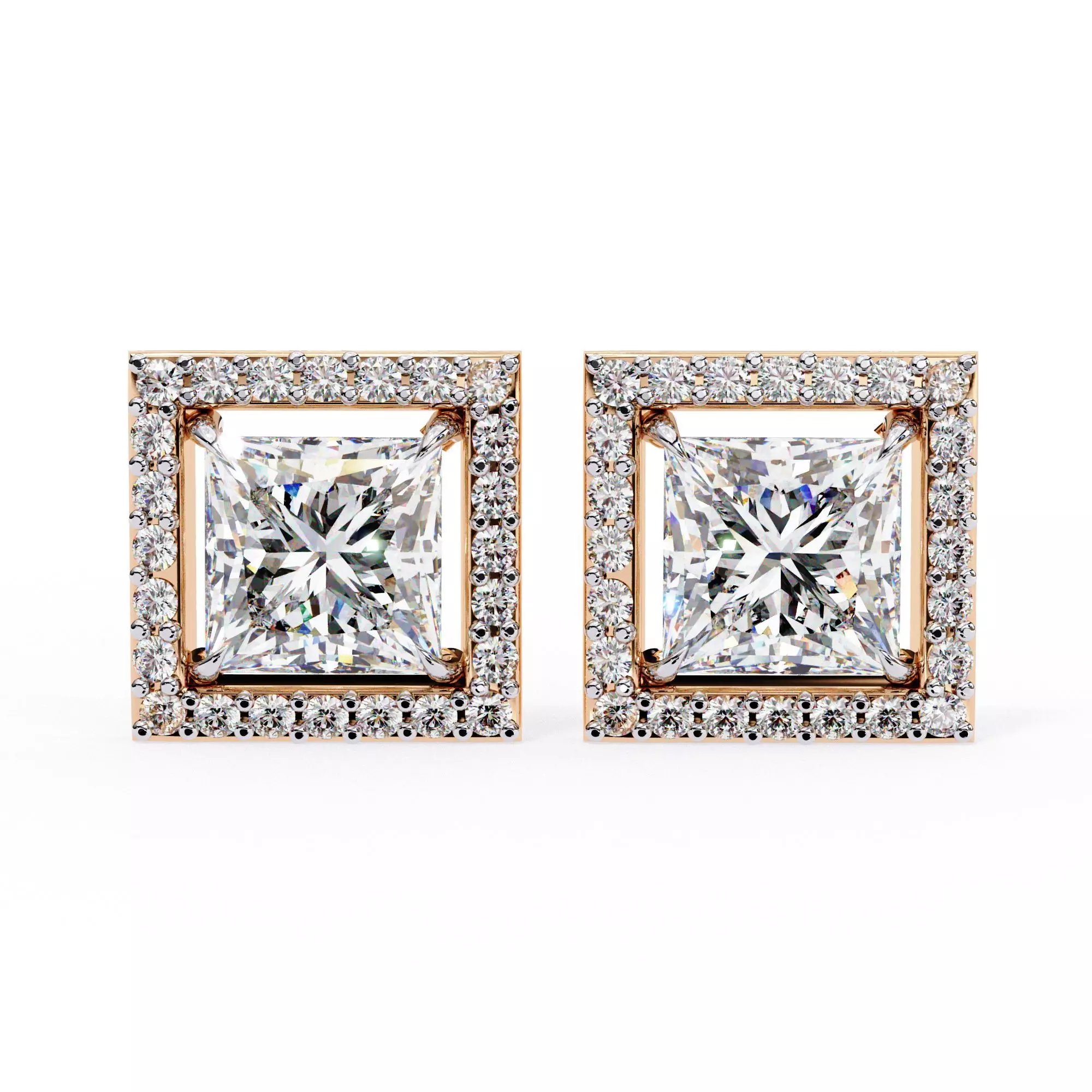 Diamond Studs Earrings 360 animation renders 3dm stl details 3D print model