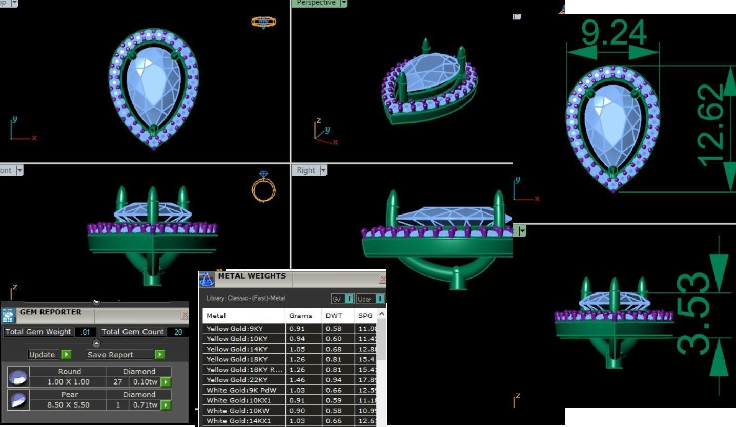 Diamond Studs Earrings 360 animation renders 3dm stl details 3D print model_2