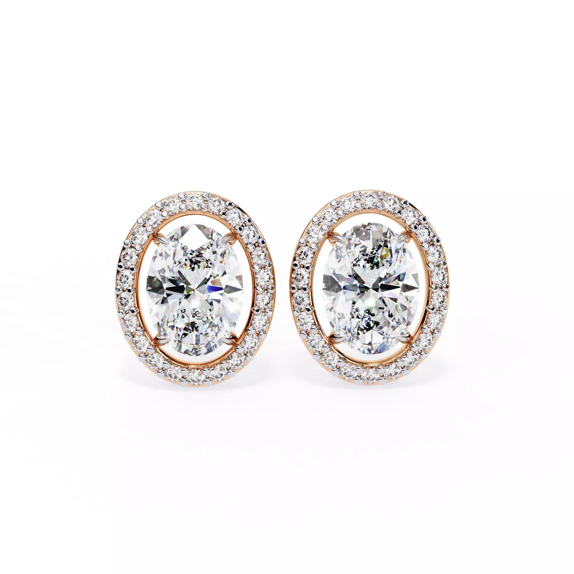 Diamond Studs Earrings 360 animation renders 3dm stl details 3D print model