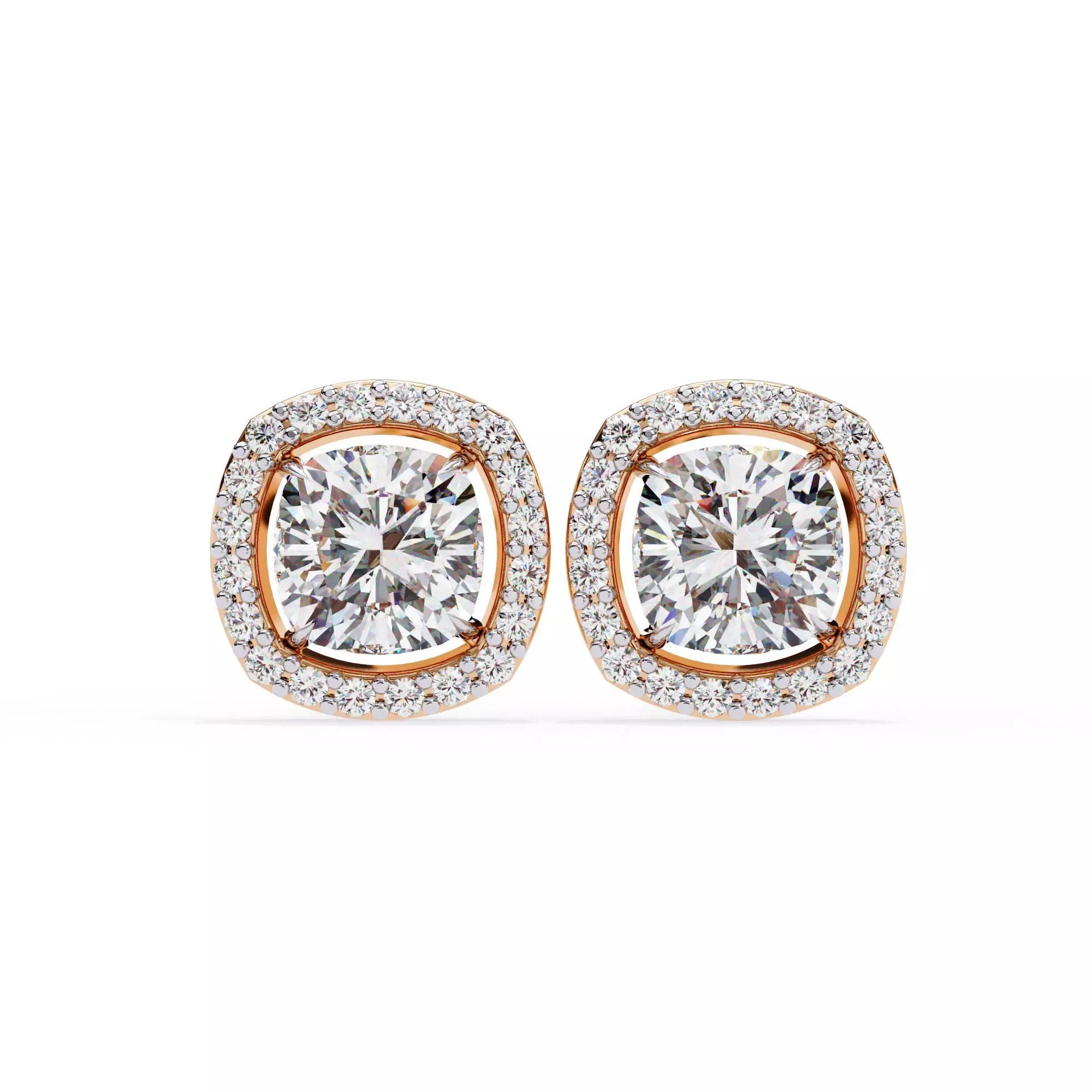 Diamond Studs Earrings 360 animation renders 3dm stl details 3D print model