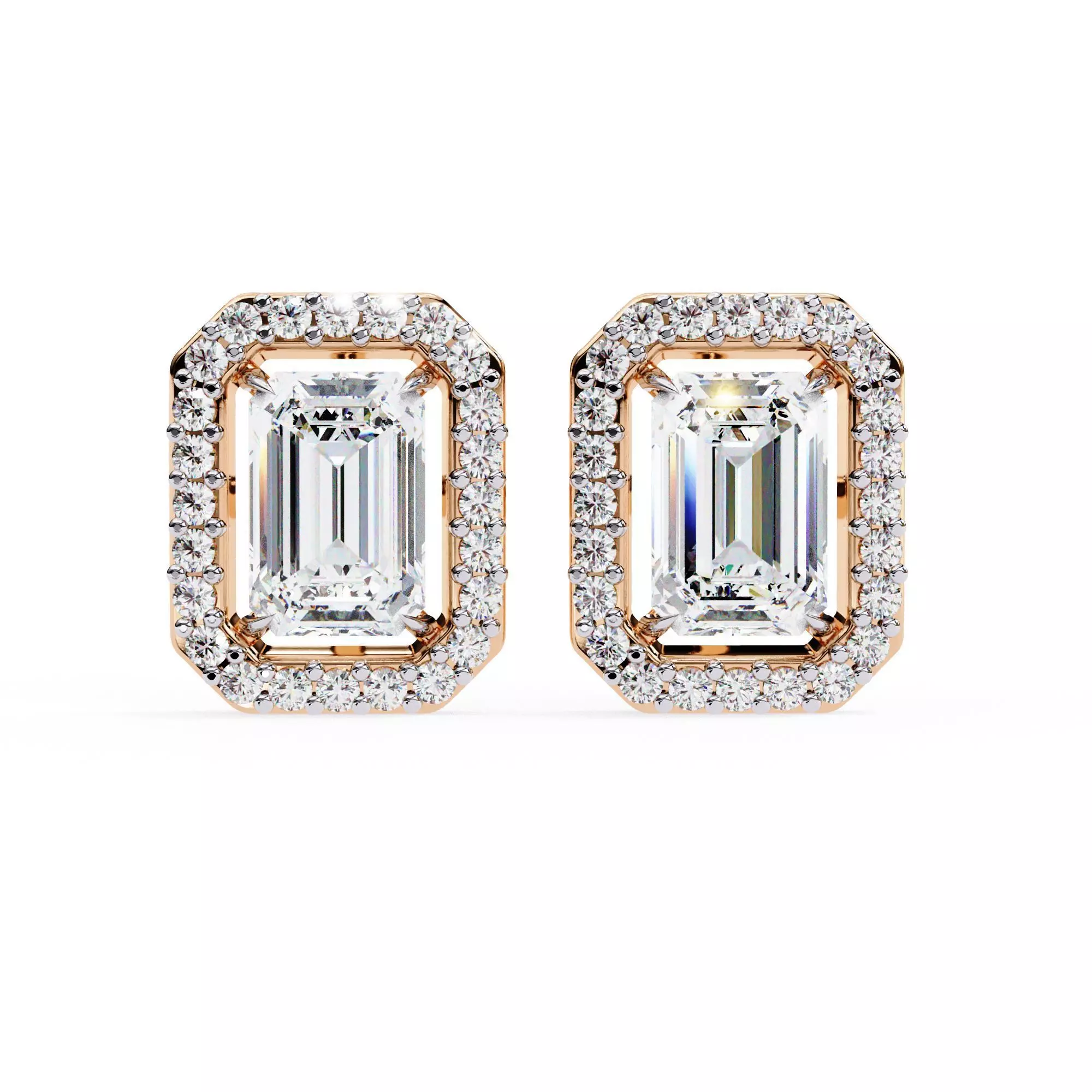 Diamond Studs Earrings 360 animation renders 3dm stl details 3D print model_0