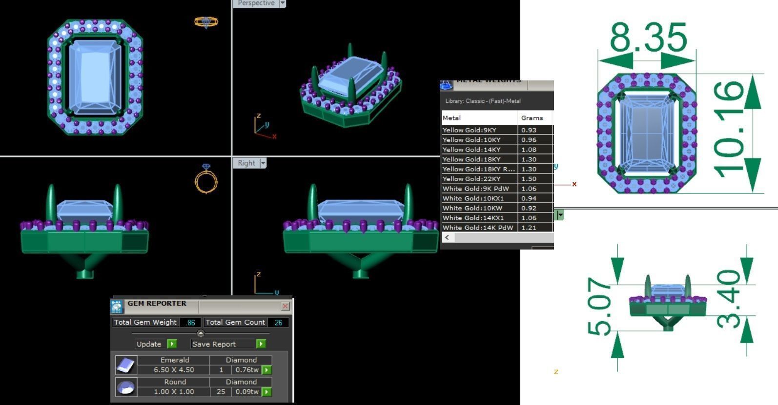 Diamond Studs Earrings 360 animation renders 3dm stl details 3D print model_3