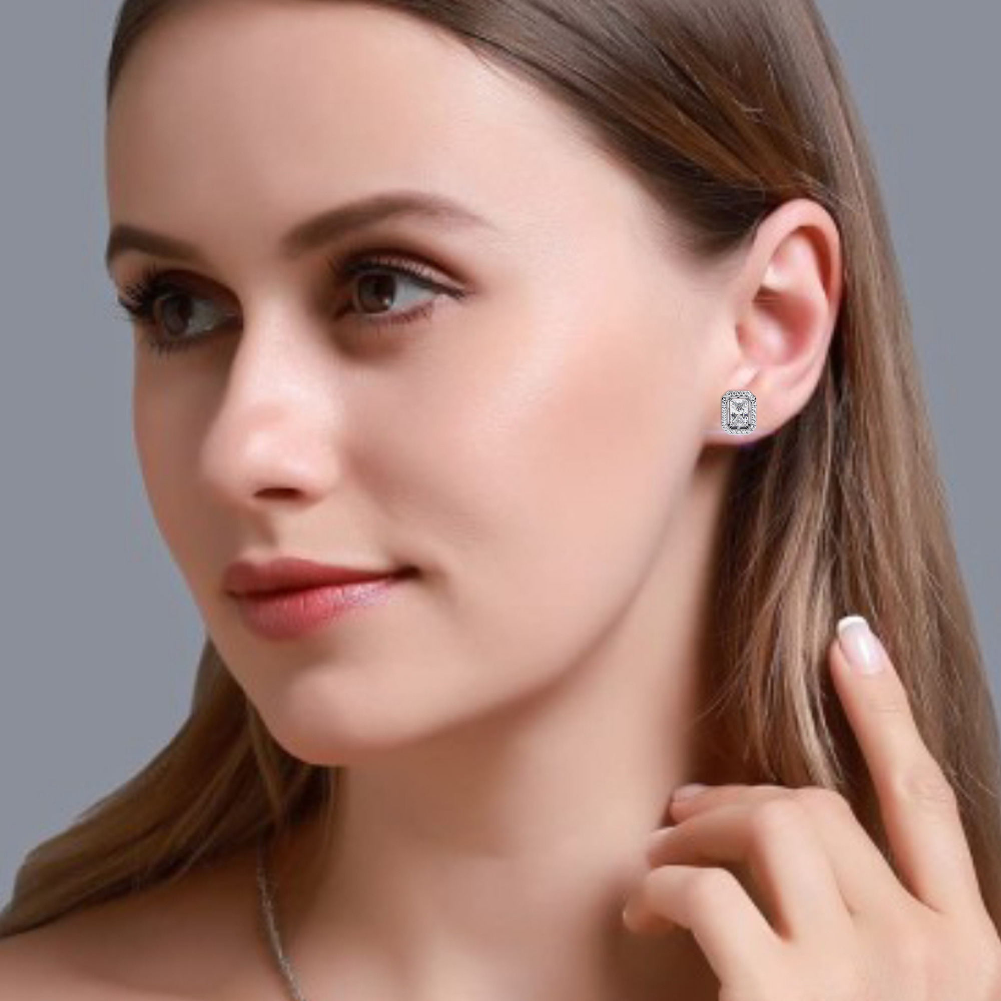 Diamond Studs Earrings 360 animation renders 3dm stl details 3D print model_2