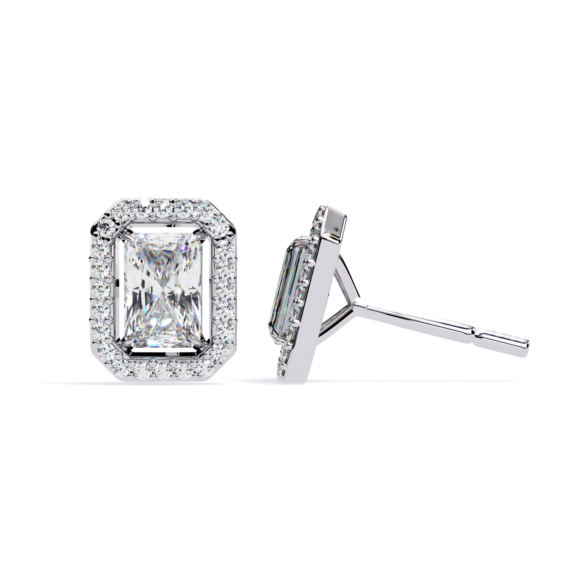 Diamond Studs Earrings 360 animation renders 3dm stl details 3D print model_12