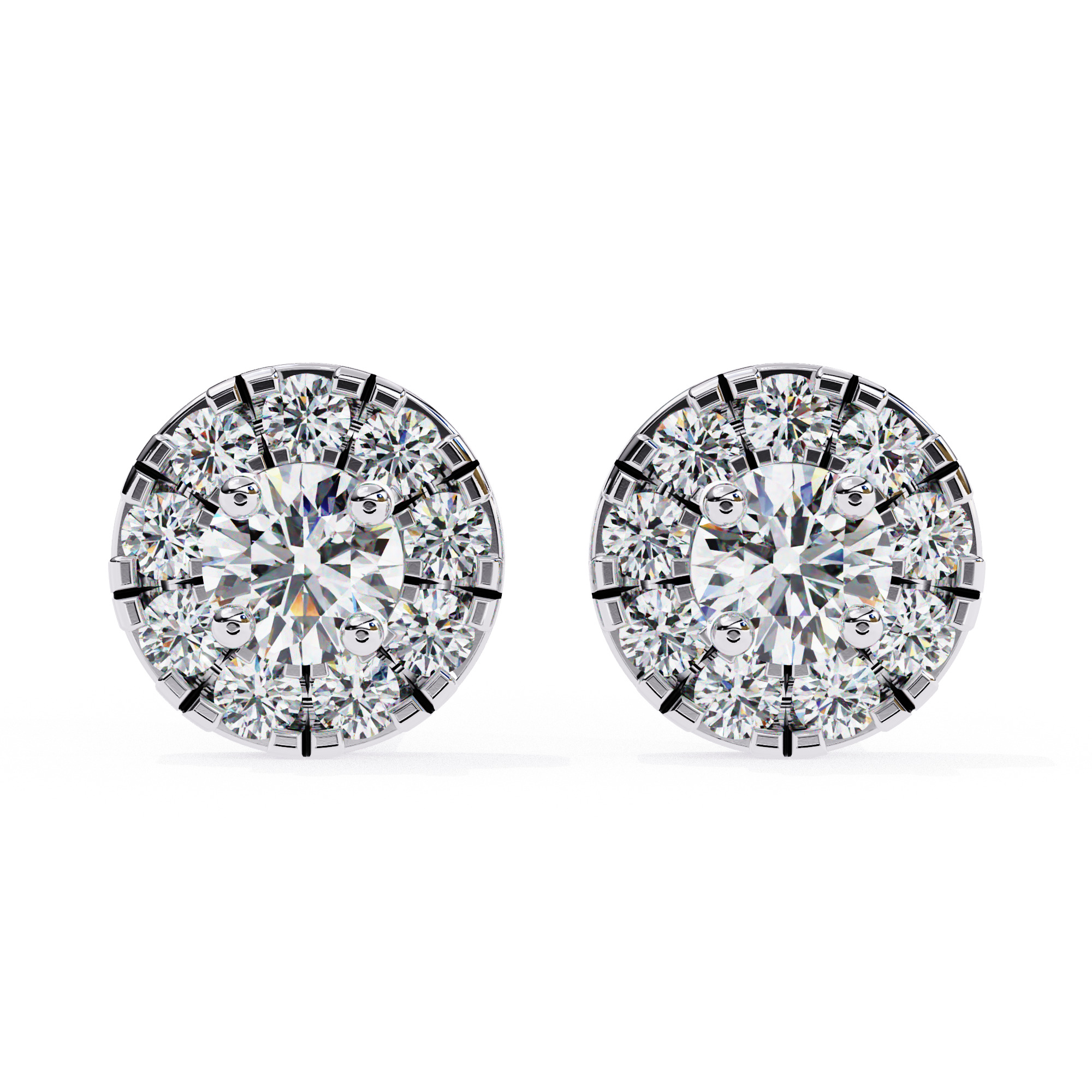 Diamond Studs Earrings 360 animation renders 3dm stl details 3D print model_14