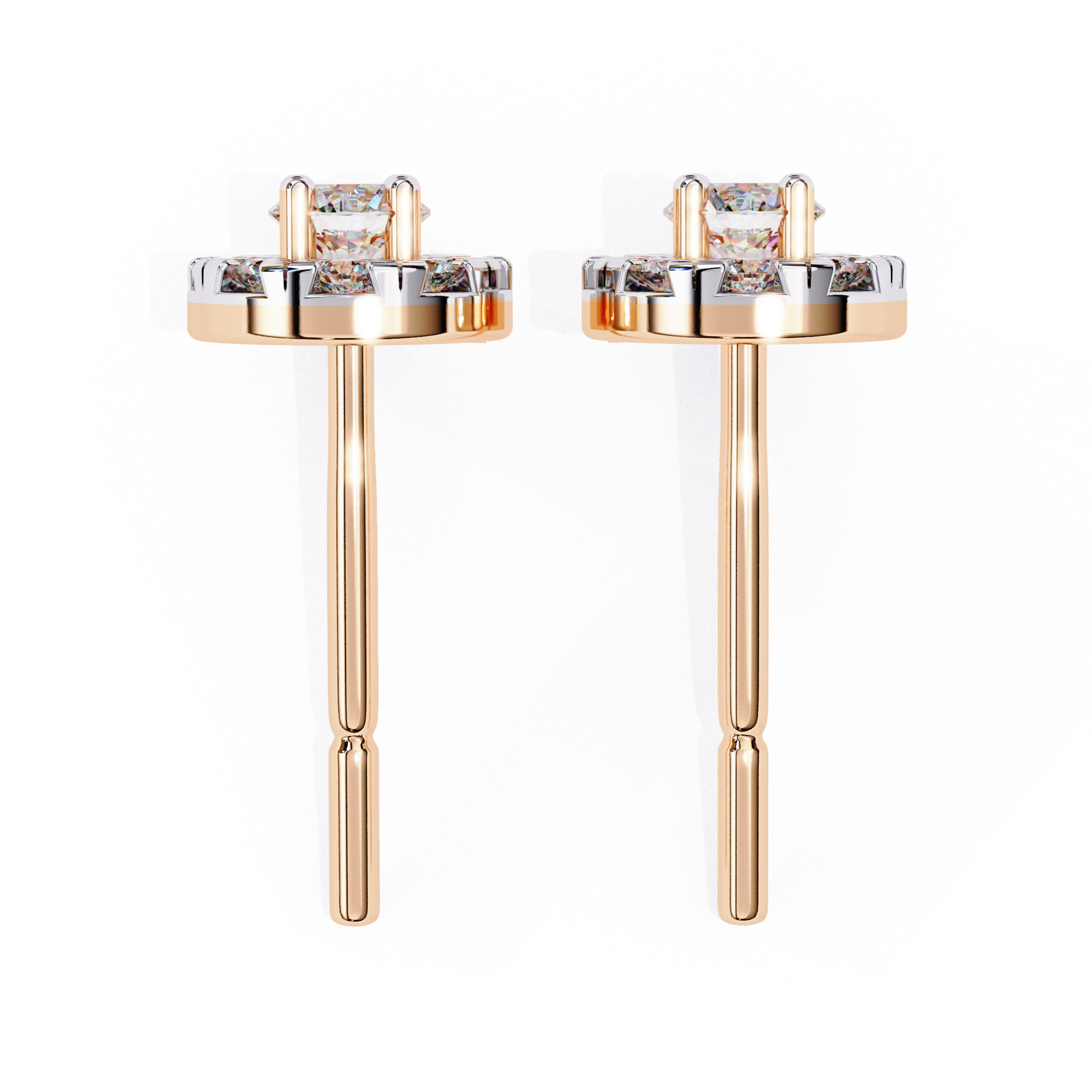 Diamond Studs Earrings 360 animation renders 3dm stl details 3D print model_4