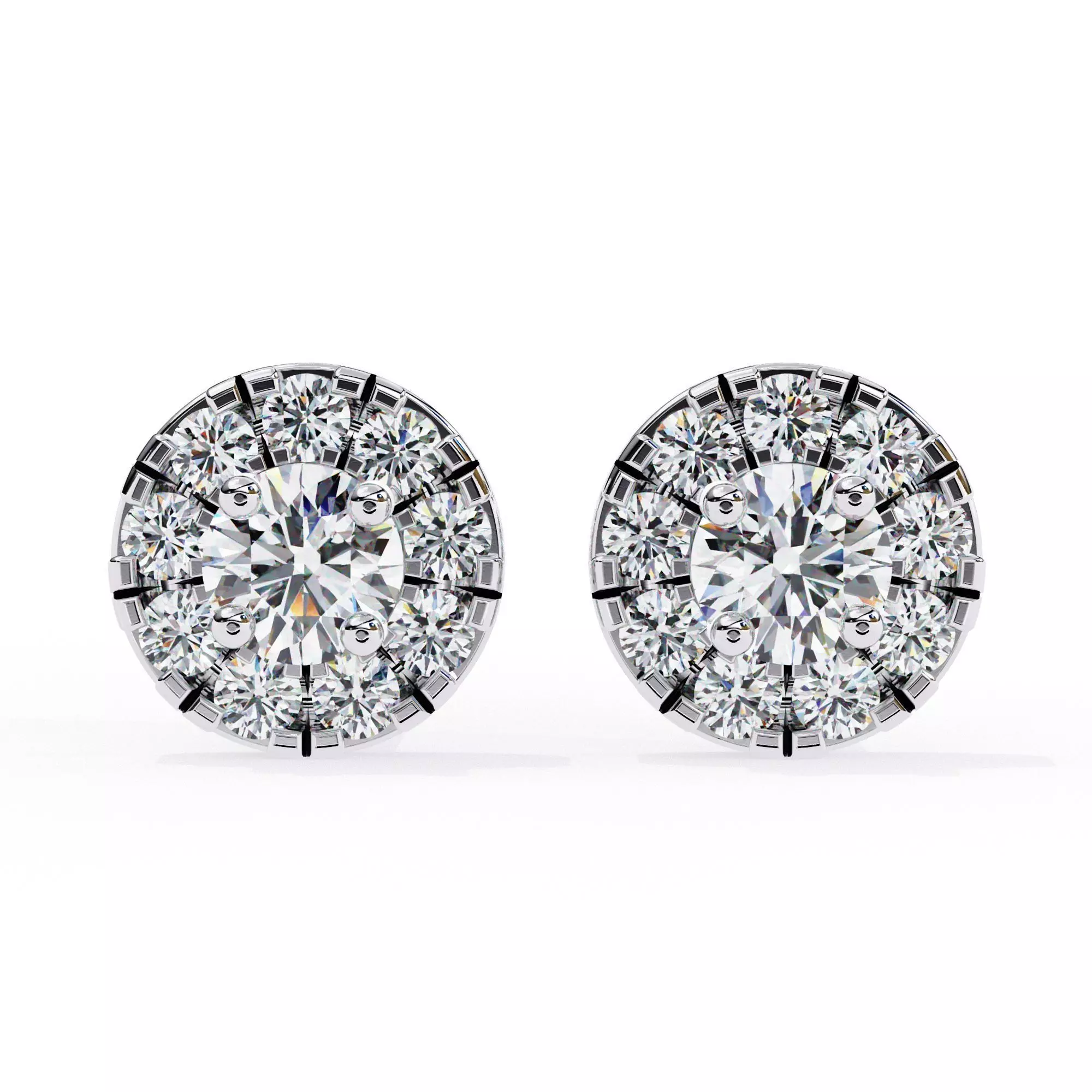 Diamond Studs Earrings 360 animation renders 3dm stl details 3D print model_0