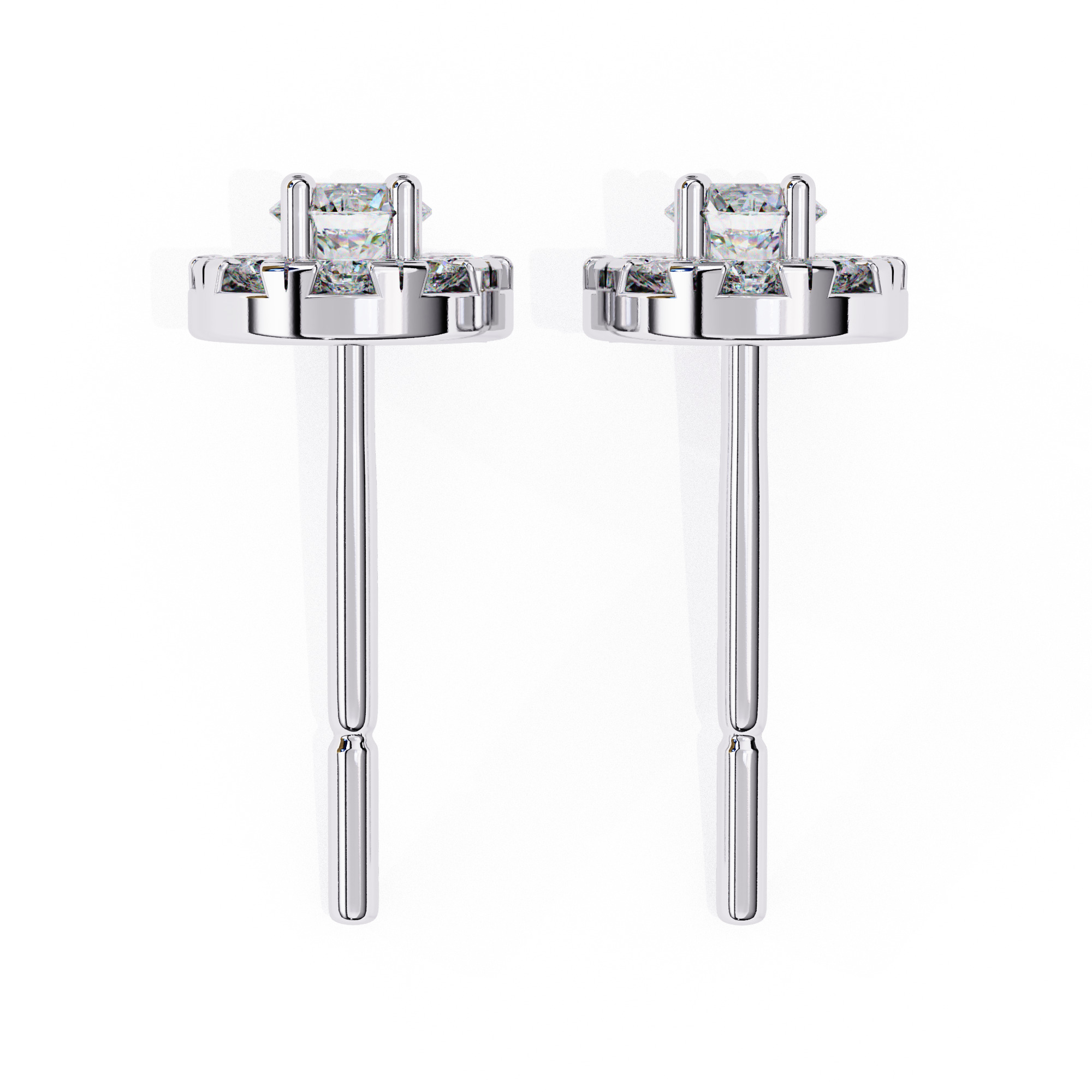 Diamond Studs Earrings 360 animation renders 3dm stl details 3D print model_3