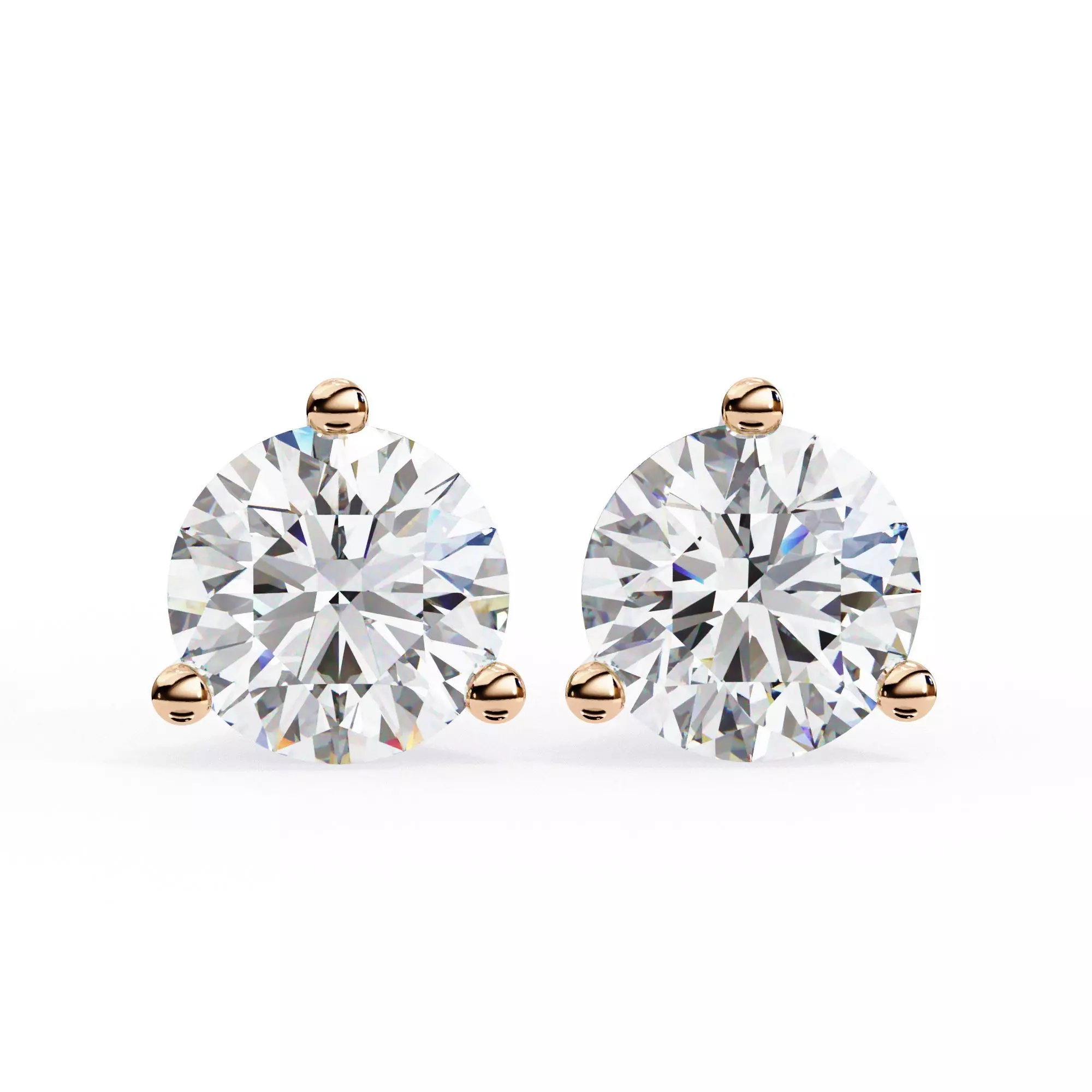Diamond Studs Earrings 360 animation renders 3dm stl details 3D print model_0
