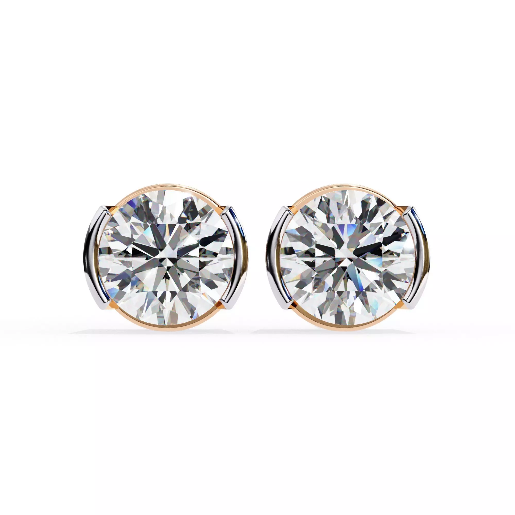 Diamond Studs Earrings 360 animation renders 3dm stl details 3D print model_0