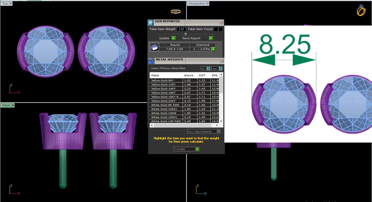 Diamond Studs Earrings 360 animation renders 3dm stl details 3D print model_1