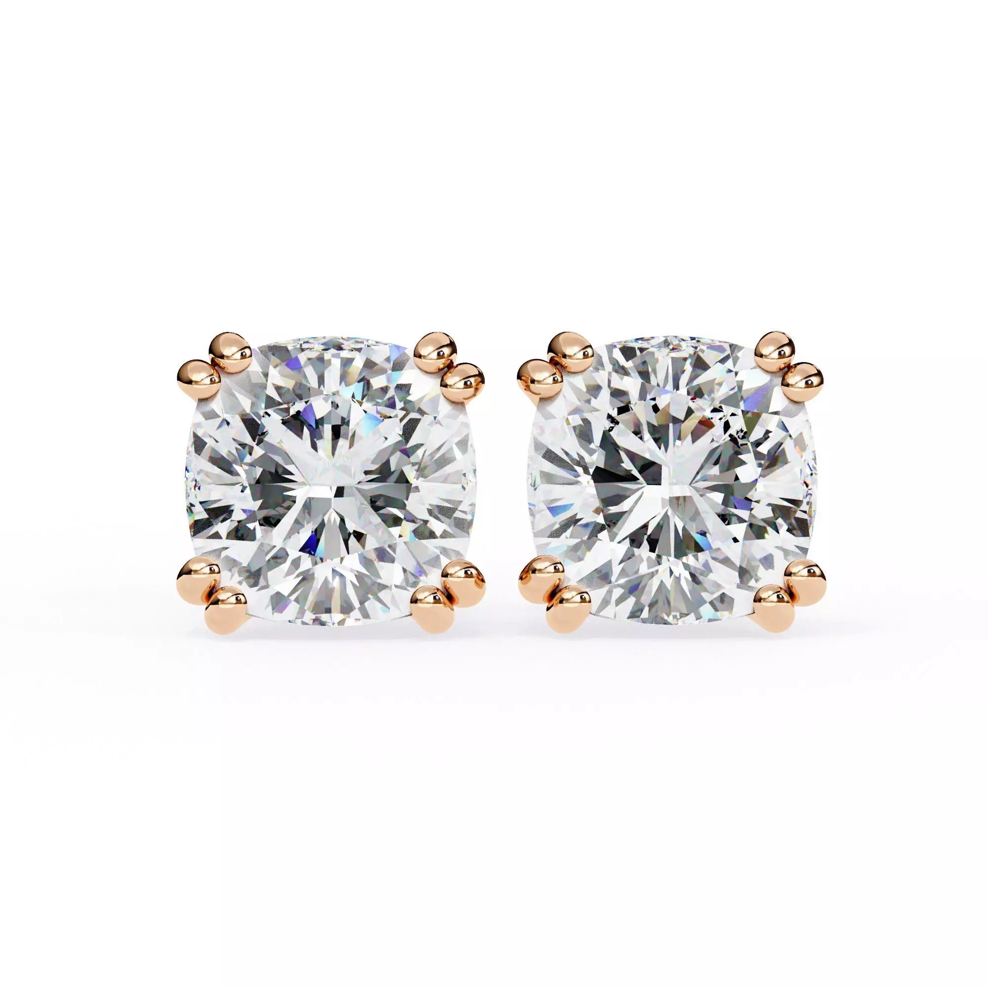 Diamond Studs Earrings 360 animation renders 3dm stl details 3D print model_0