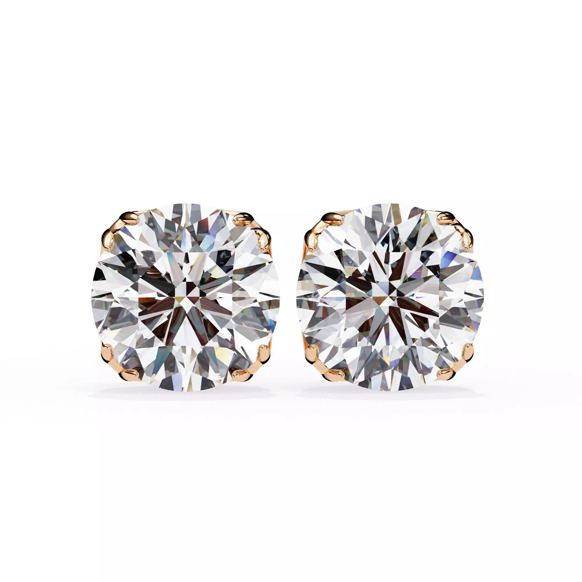 Diamond Studs Earrings 360 animation renders 3dm stl details 3D print model_0