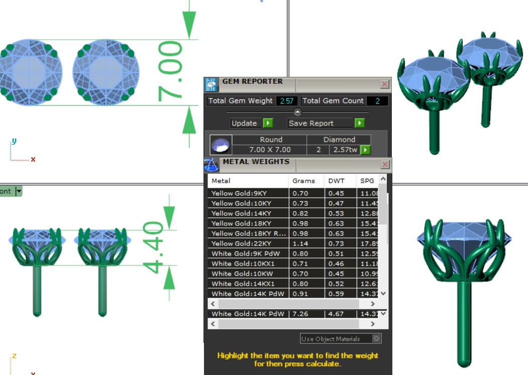 Diamond Studs Earrings 360 animation renders 3dm stl details 3D print model_3