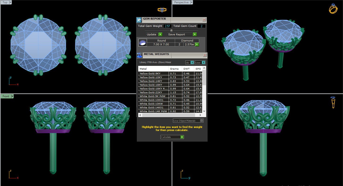 Diamond Studs Earrings 360 animation renders 3dm stl details 3D print model_15