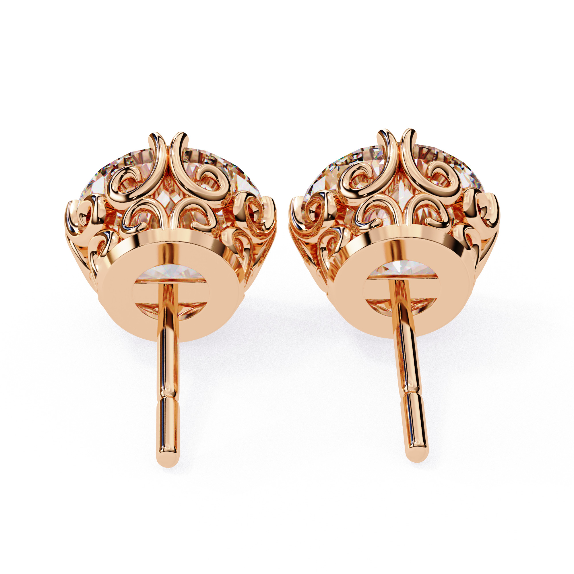 Diamond Studs Earrings 360 animation renders 3dm stl details 3D print model_21